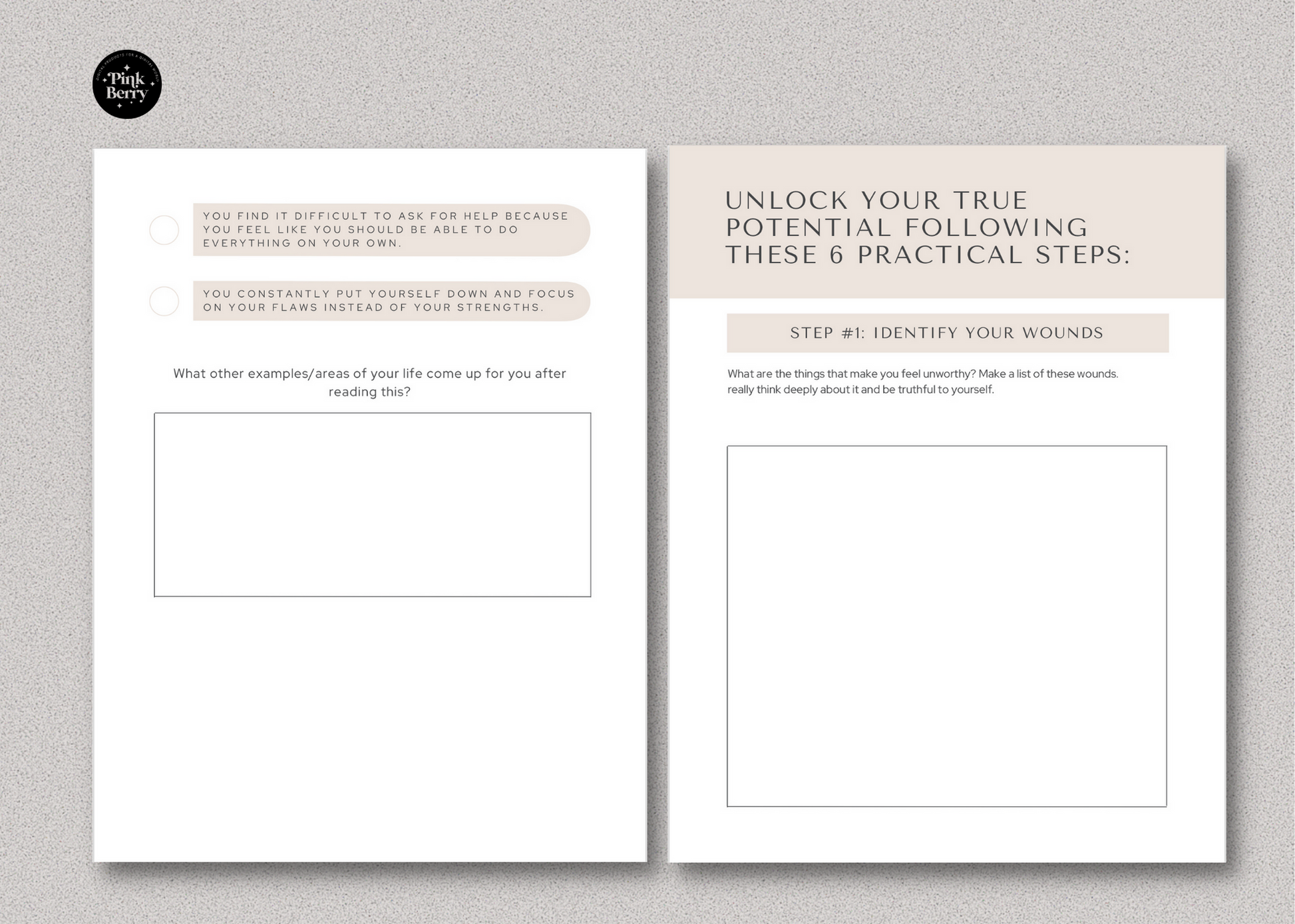 Canva Template- Printable Inner Wounds Workbook- 40 Page Printable With 6 Steps And 28 Journal Prompts- Done For You Content- PLR