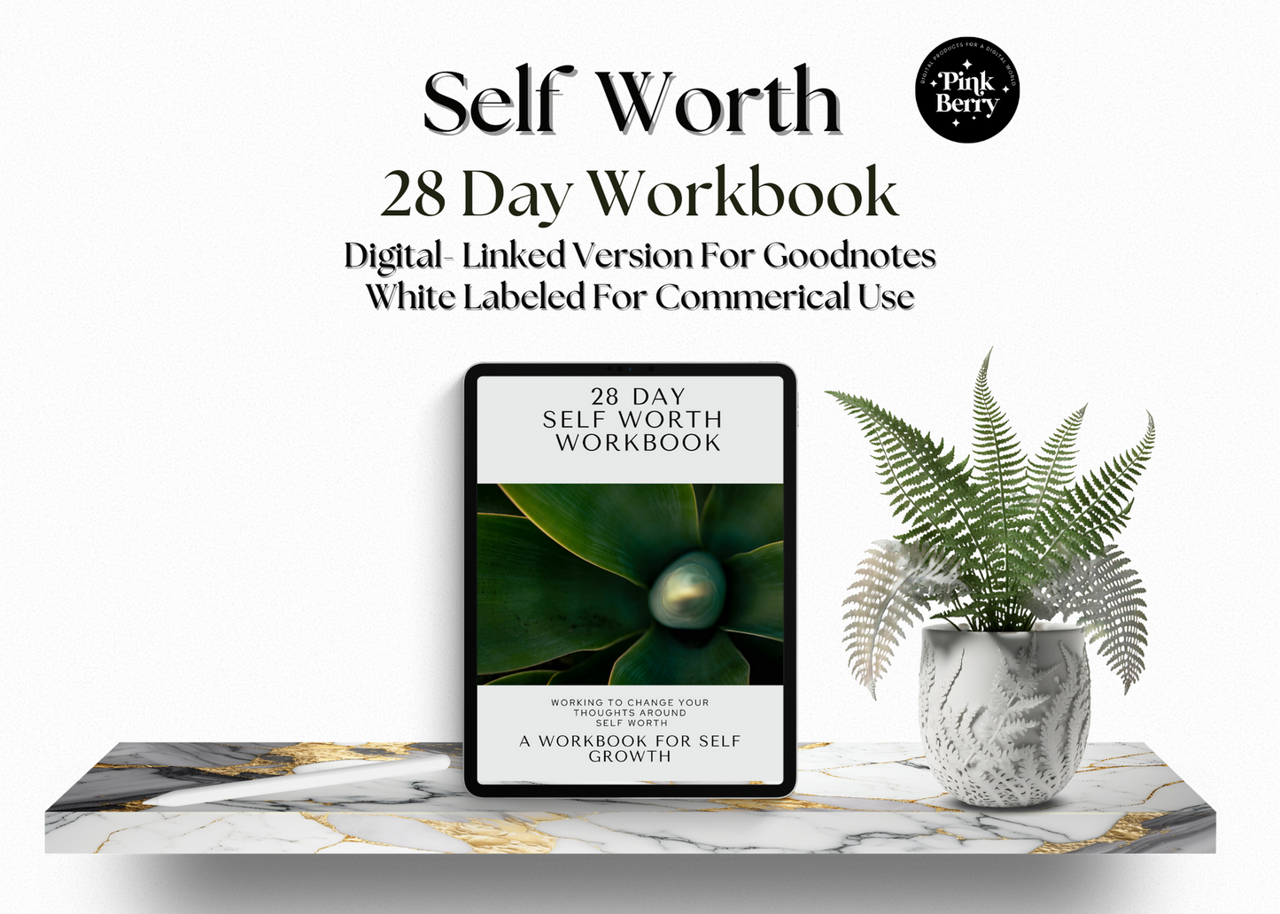 PLR Self Worth Digital Workbook For Coaches And Publishers- 94 Page Goodnotes Digital Workbook Media 1 of 7