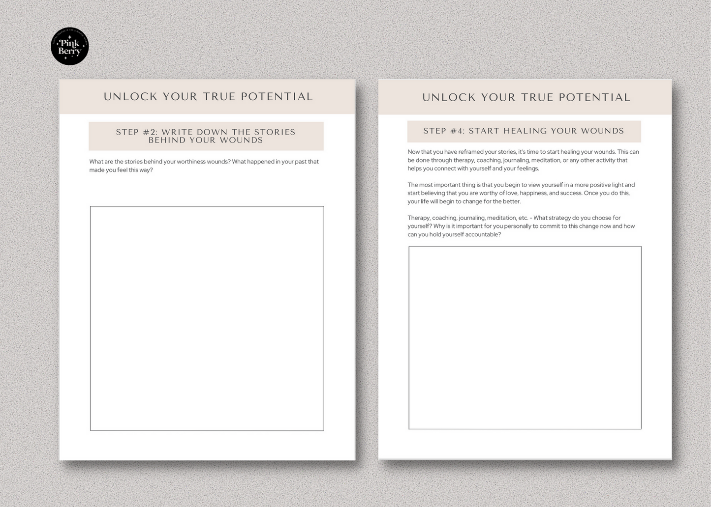 PLR Printable Inner Wounds Workbook- 40 Page Printable With 6 Steps And 28 Journal Prompts