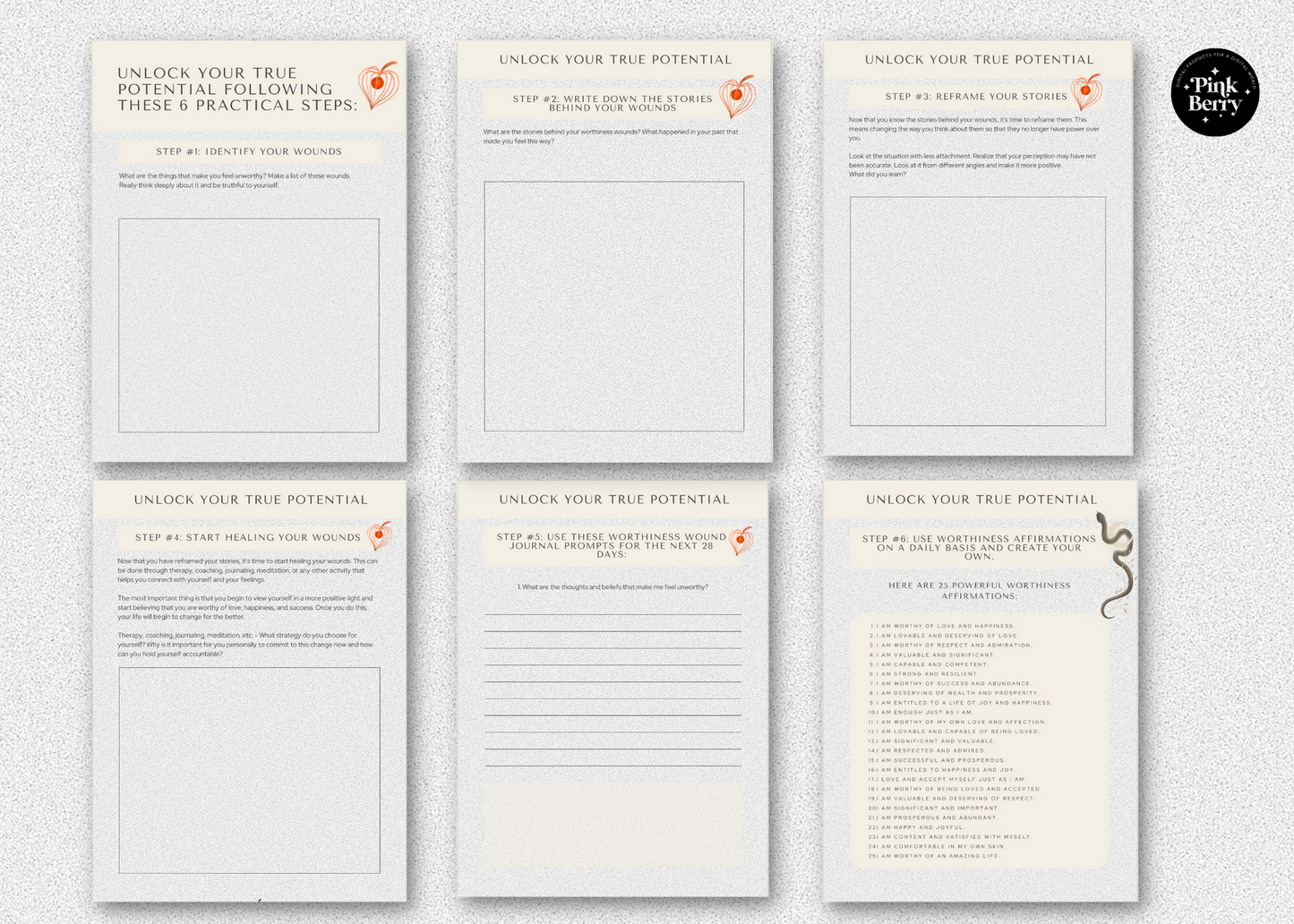 Inner Core Wounds Digital Workbook-52 Page Goodnotes Digital Workbook- 6 Steps With Writing Prompts