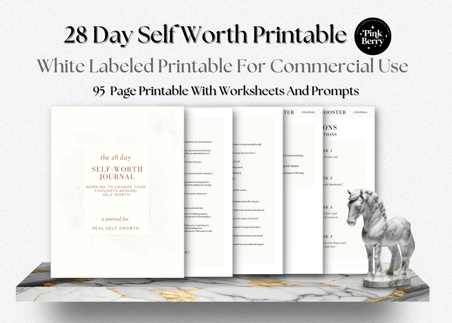 PLR 28 Day Self Worth Printable Workbook For Coaches And Publishers-95 Page Printable For Self Development