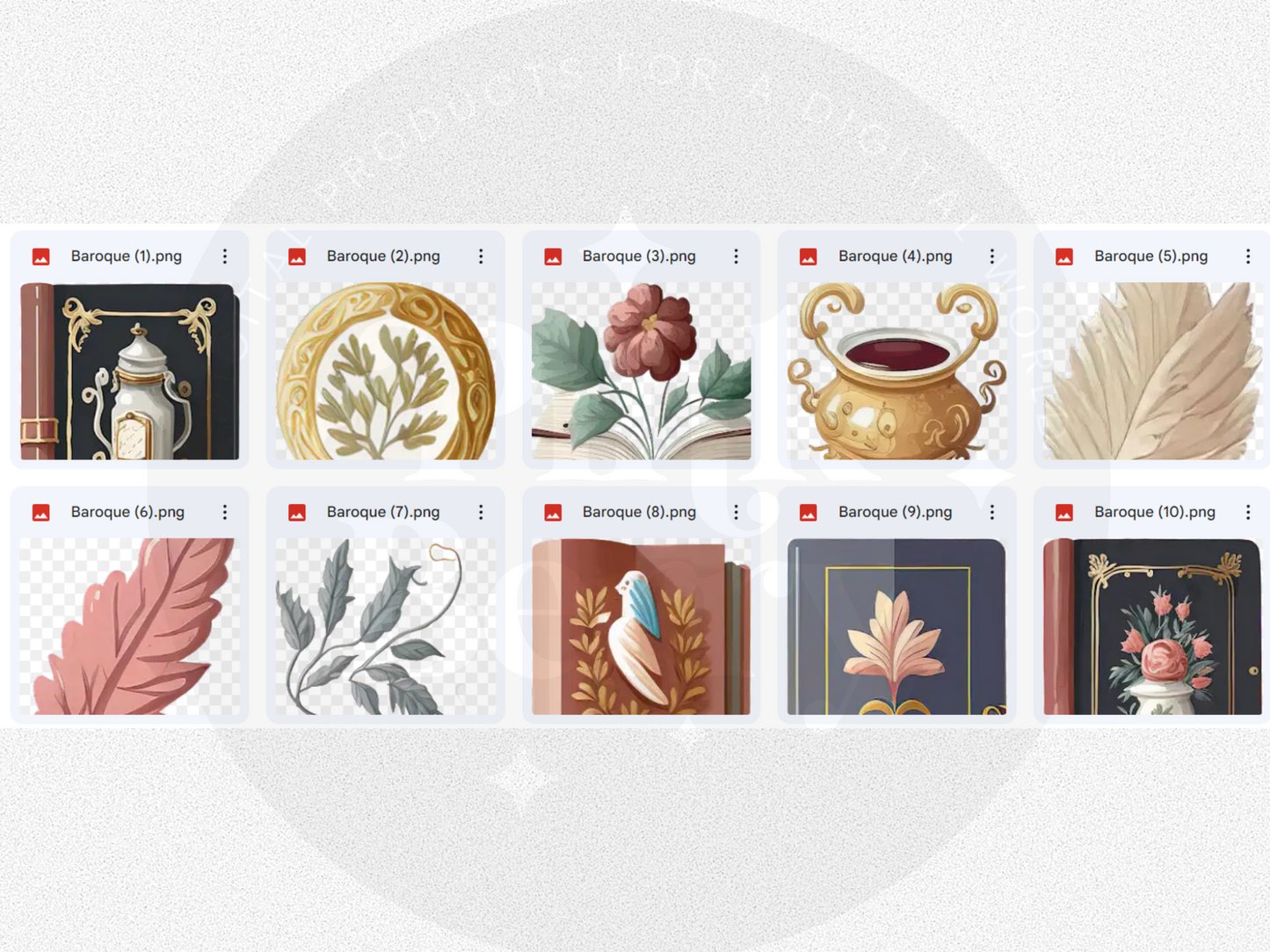 Baroque Library Digital Pre-Cropped Digital Planner Stickers For Goodnotes- 49 Digital Stickers