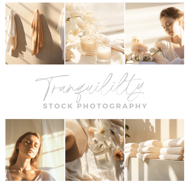 Tranquility Stock Photo Bundle -15 Airy Cream Colored Photos- Specialty Stock Photos PLR (For Your Use Only )