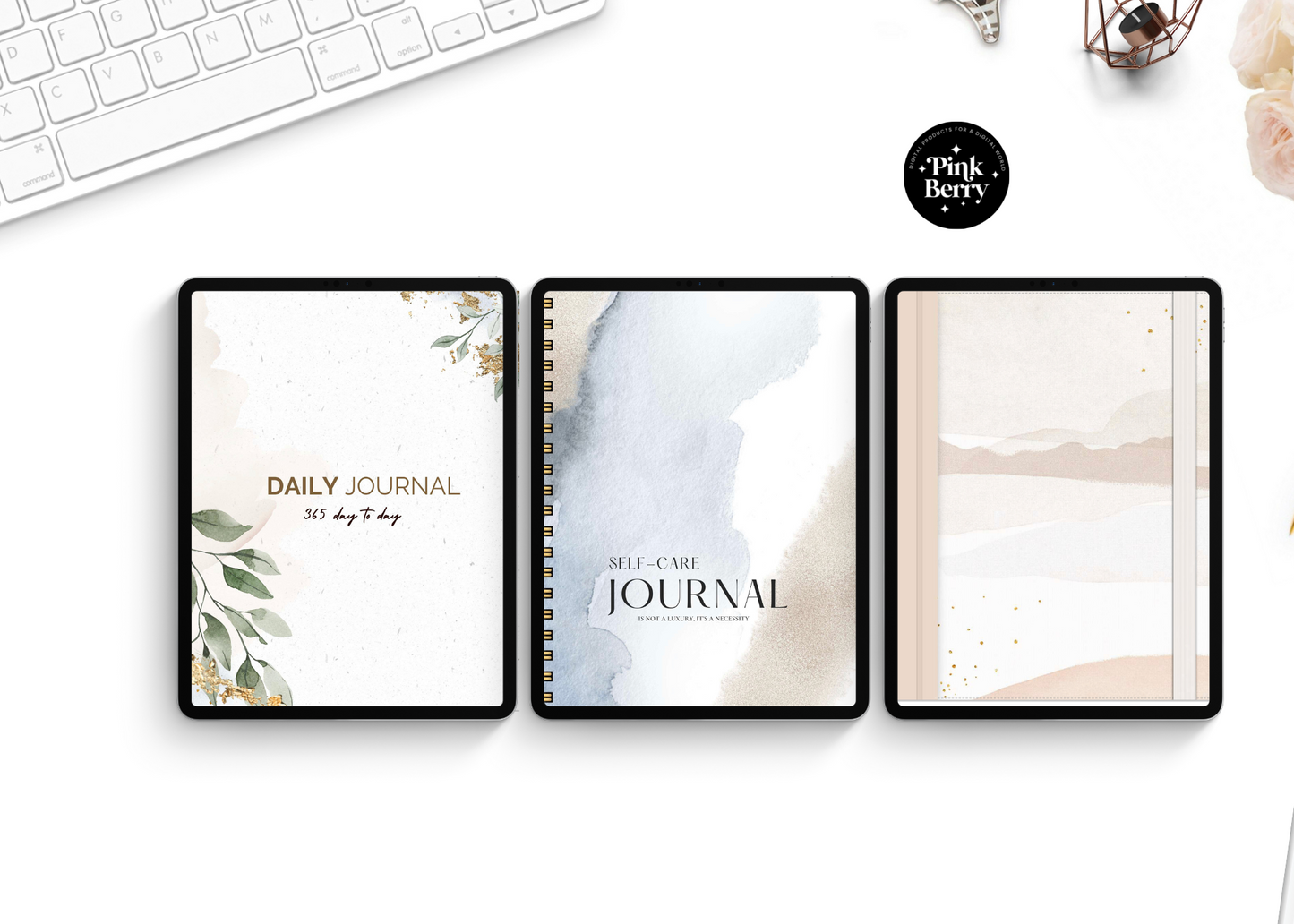 Digital Daily Journal, Self Care, Wellness Journal, And 30 Subject Notebook Package