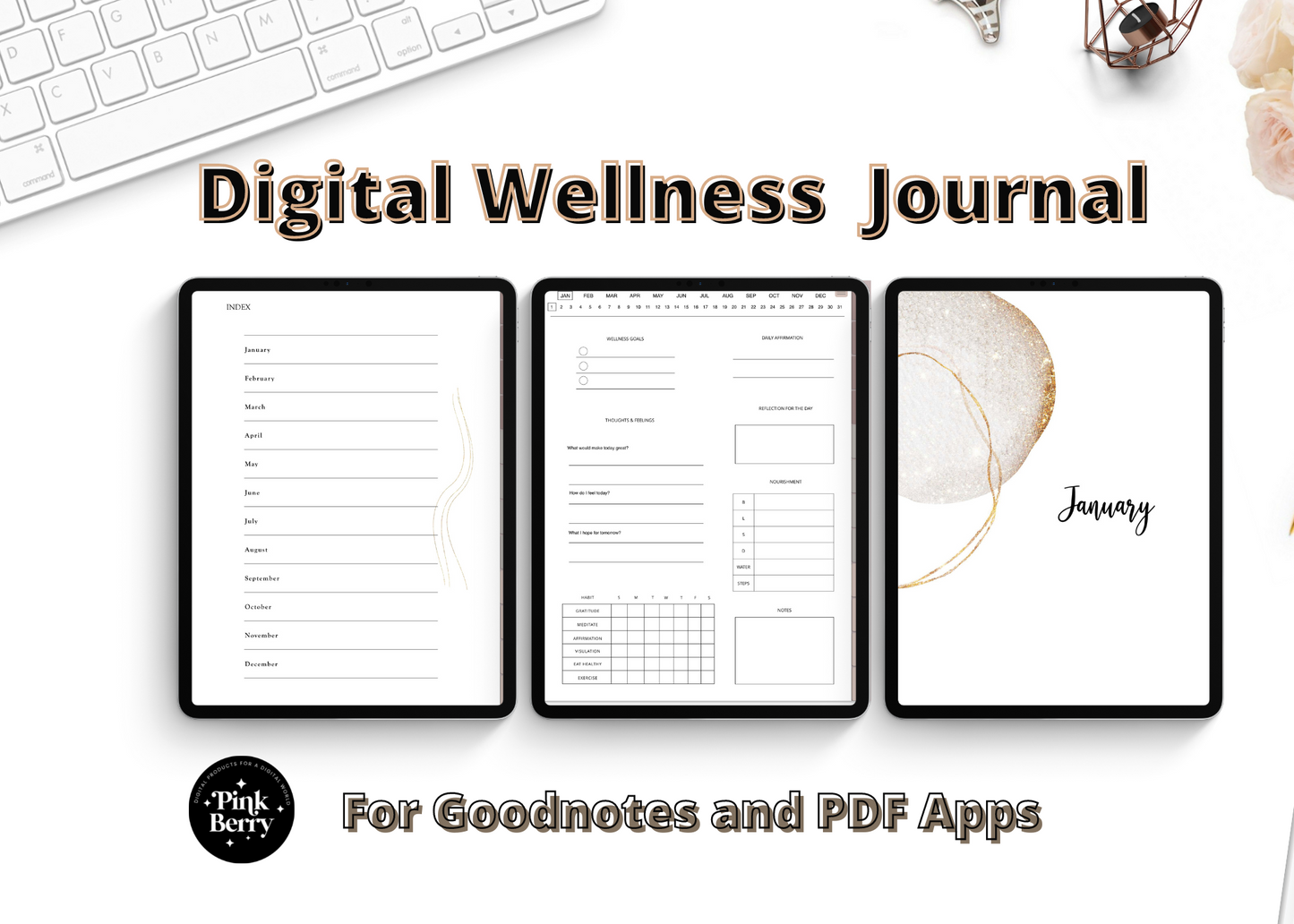 PLR Digital Wellness Journal For Commercial Use - For Goodnotes And Notability or Other PDF Apps