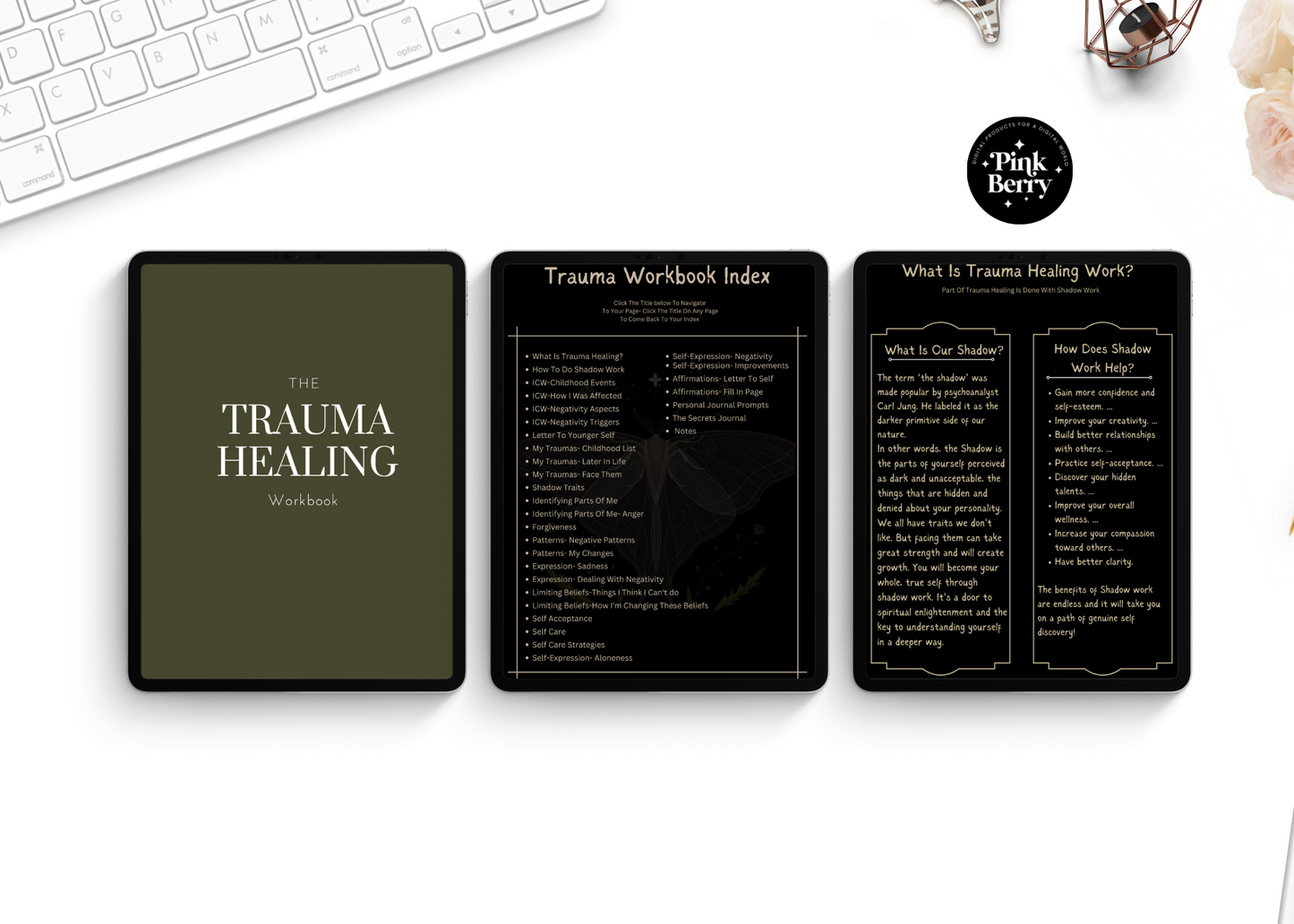 PLR Commercial Use Digital Trauma healing Workbook- Dark Mode | Mental Health Journal | Journaling Prompts | Trauma Healing Workbook