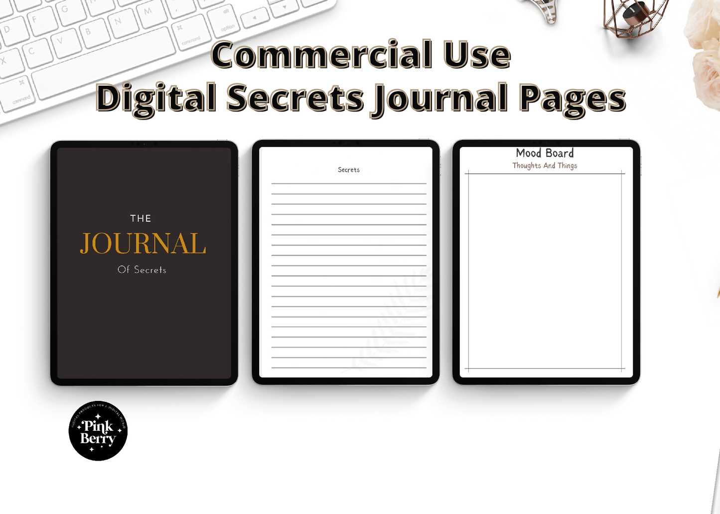 PLR Commercial Use Digital Secrets Journal - 12 Templates- PLR | Digital Journal Insets | Digital Diary | Goodnotes and Notability Inserts