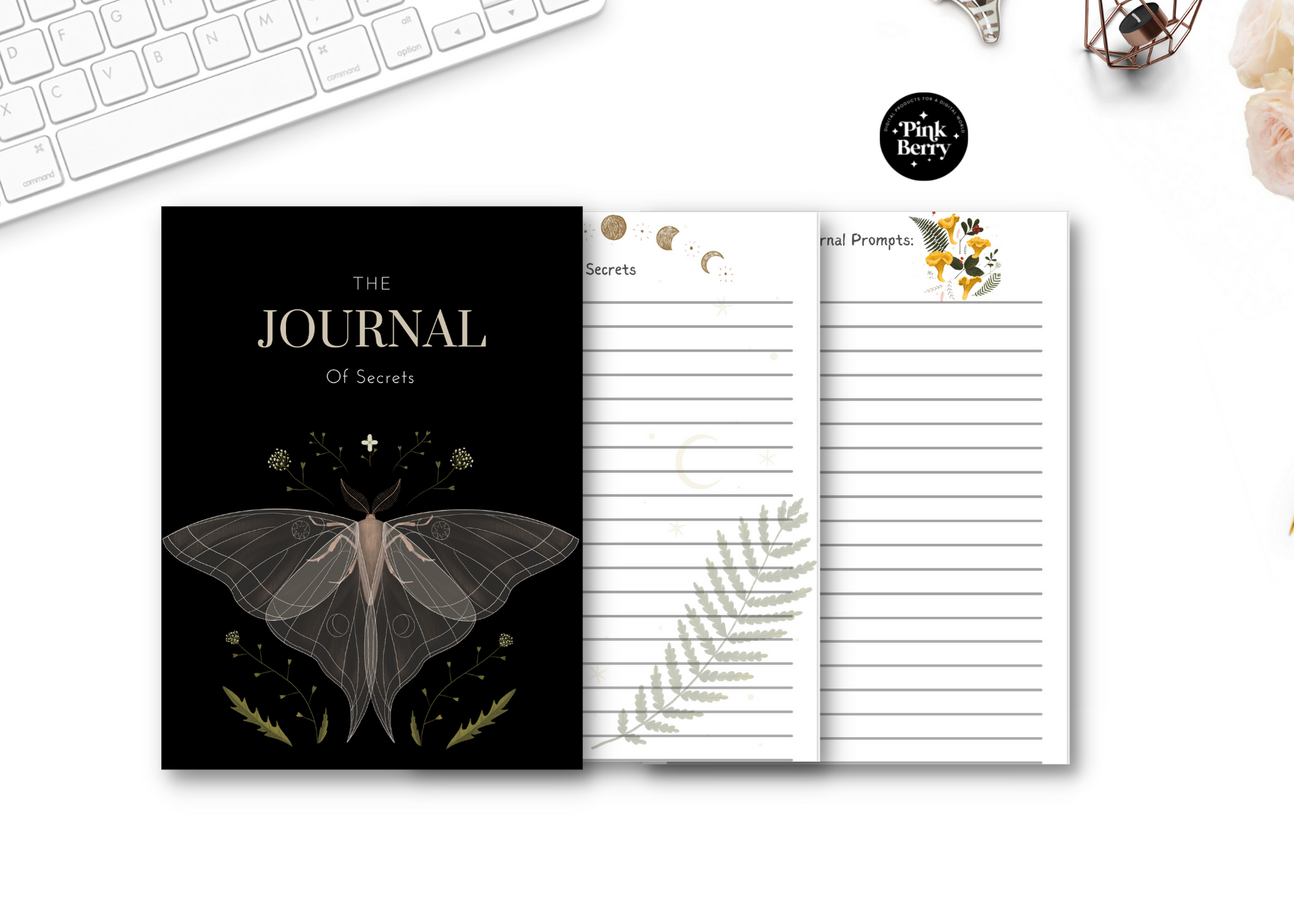 Printable Secrets Journal | Moth Themed Journal- 12 Templates | Printable Journals | Printable Diary