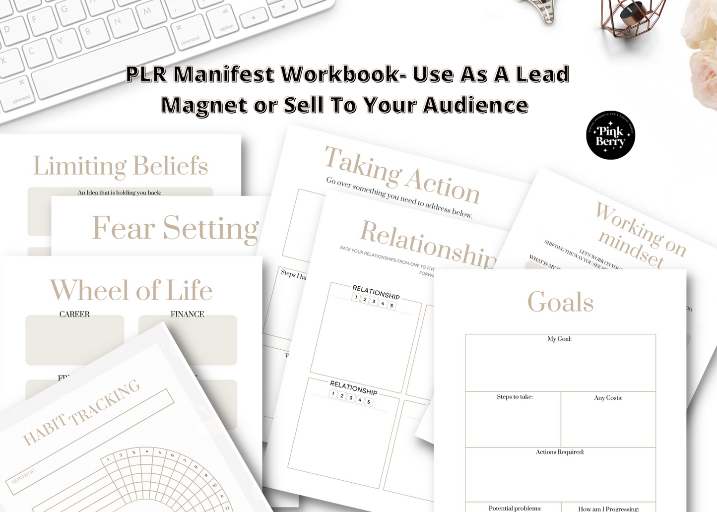 PLR Commercial Use Printable Manifest Journal Workbook | Manifest Planner- Law Of Attraction- Dream Life Journal | PLR Manifest Printable