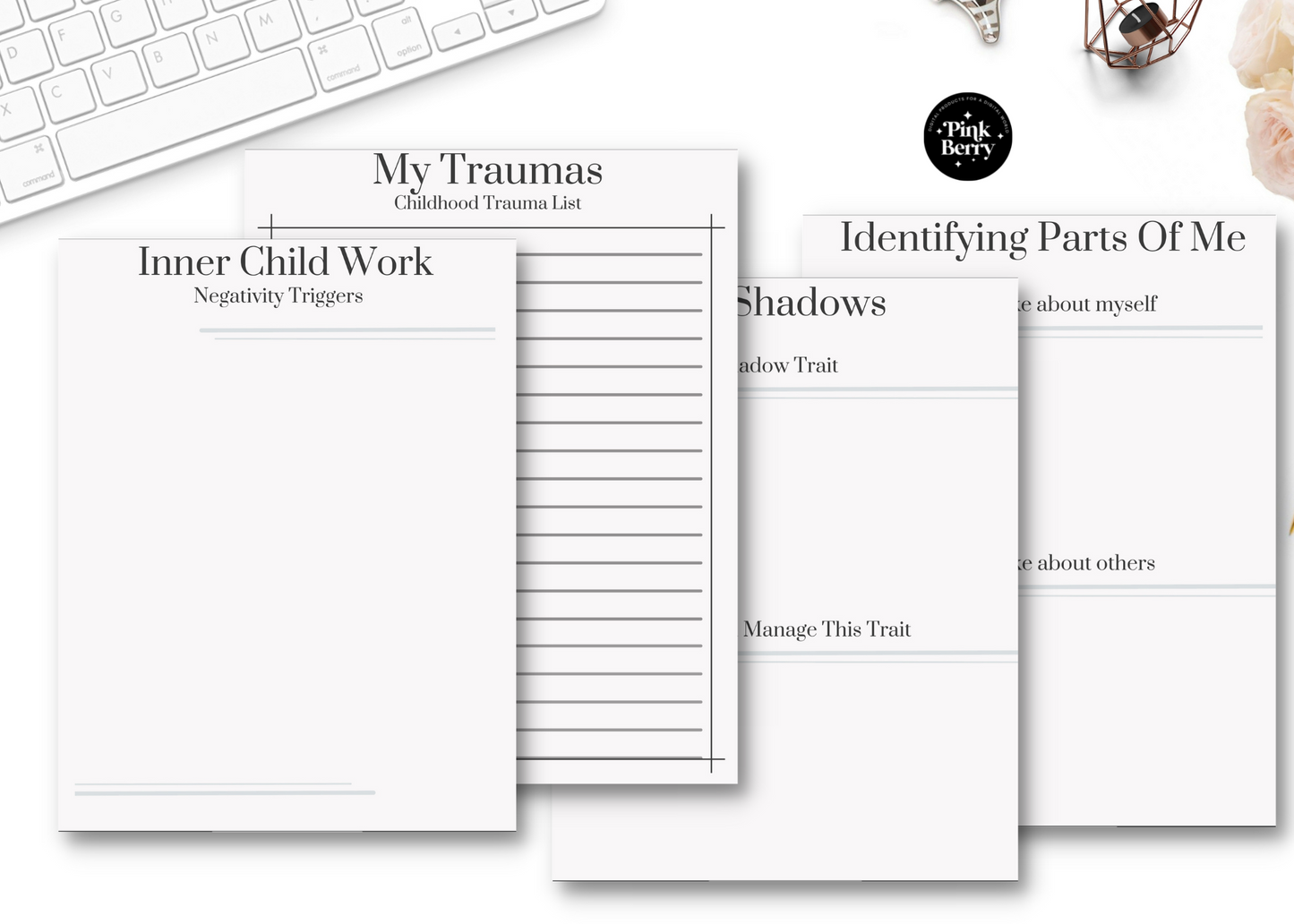 PLR Commercial Use Printable Shadow Work Workbook | 118 Page Printable | 33 Templates For Shadow Work/ Trauma Healing- Mental Health Printables