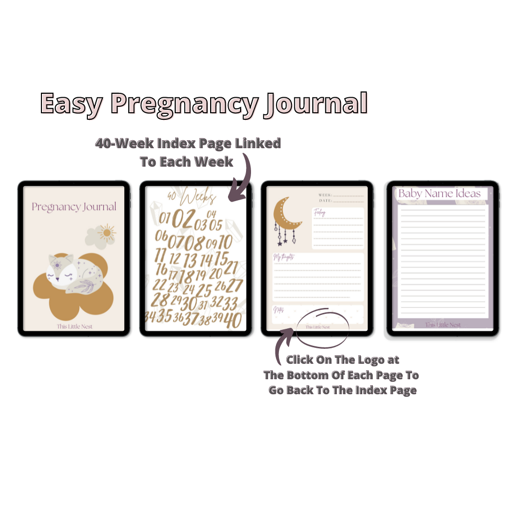 Digital Pregnancy Workbook With Baby Memories Scrapbook and Pregnancy Planner | All Linked for Goodnotes and Notability | Baby Keepsakes