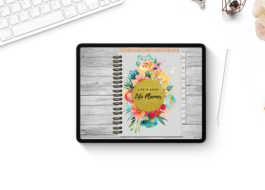 Undated Digital Life Planner And Sticker Book | Complete Planner | Gold Circle