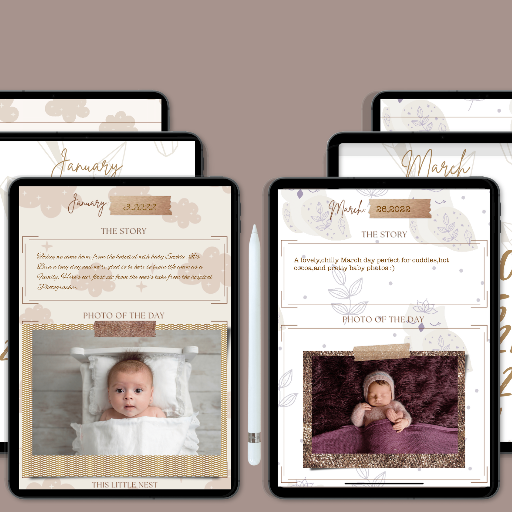 Digital Scrapbooks, Set Of Three For Baby Years One-Three, Digital Stickers Included