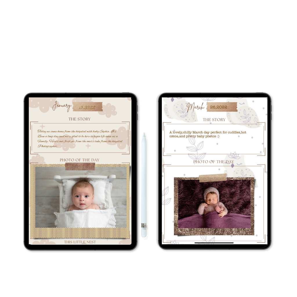 Digital Daily Scrapbooks For Years One- Three, 1rst Year Memory Book | Digital Stickers Included