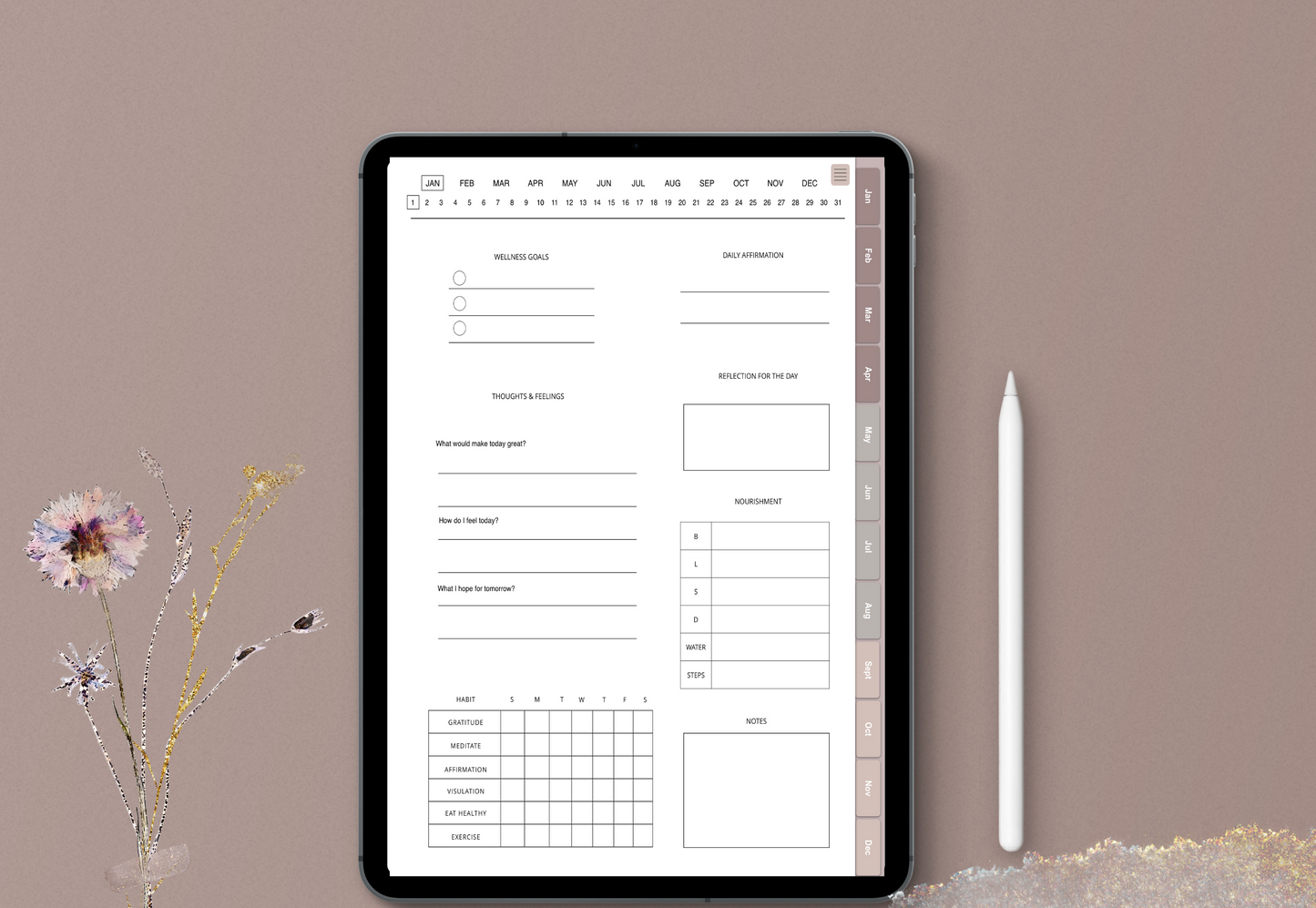 Digital Daily Journal, Self Care, And Wellness Journal Package